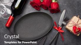  Presentation with bottle red wine - Theme with valentines-day-greeting-card background and a dark gray colored foreground