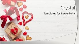  Presentation with greeting card - PPT theme enhanced with valentines-day-greeting-card background and a sky blue colored foreground