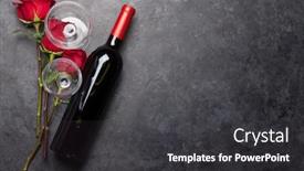  Presentation with bottle red wine - Audience pleasing presentation theme consisting of valentines-day-greeting-card backdrop and a dark gray colored foreground