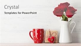 Presentation with white rose - Cool new PPT theme with valentines-day-greeting-card backdrop and a white colored foreground