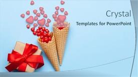  Presentation with ice cream cone - PPT layouts enhanced with valentines-day-greeting-card background and a cool aqua colored foreground