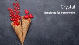  Presentation with ice cream cone - PPT theme consisting of valentines-day-greeting-card background and a gray colored foreground
