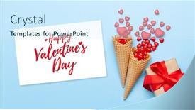  Presentation with ice cream cone - Colorful PPT theme enhanced with valentines-day-greeting-card backdrop and a cool aqua colored foreground