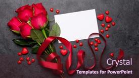 Presentation with heart flowers - PPT theme with valentines-day-greeting-card background and a tawny brown colored foreground
