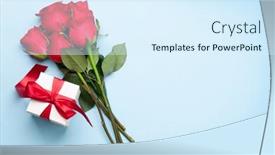  Presentation with blue rose - Audience pleasing PPT theme consisting of valentines-day-greeting-card backdrop and a sky blue colored foreground