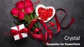  Presentation with heart flowers - Presentation design consisting of valentines-day-greeting-card background and a dark gray colored foreground