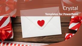  Presentation with gift card envelope - Beautiful theme featuring valentines-day-greeting-card backdrop and a red colored foreground