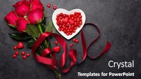  Presentation with heart flowers - Cool new PPT layouts with valentines-day-greeting-card backdrop and a dark gray colored foreground