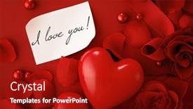  Presentation with heart flowers - Cool new PPT theme with valentines-day-greeting-card backdrop and a crimson colored foreground