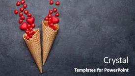  Presentation with ice cream cone - Cool new slides with valentines-day-greeting-card backdrop and a dark gray colored foreground
