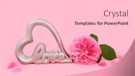  Presentation with pink rose petals - Theme featuring valentines-day-heart-shaped-silver background and a  colored foreground