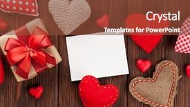  Presentation with candy heart - Slide deck having valentines day hearts candies gift background and a tawny brown colored foreground