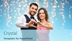 Presentation with party lights - PPT theme enhanced with valentines-day-love-and-people background and a sky blue colored foreground