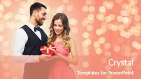  Presentation with living coral - Cool new PPT theme with valentines day and people concept backdrop and a coral colored foreground