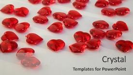  Presentation with valentines day - Presentation theme featuring valentines day red hearts glass background and a light gray colored foreground