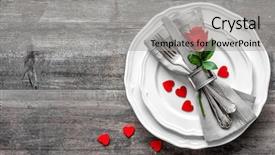  Presentation with table setting - Presentation theme consisting of valentines day table place setting background and a light gray colored foreground
