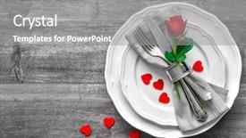  Presentation with table setting - Audience pleasing presentation design consisting of valentines day table place setting backdrop and a gray colored foreground