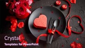  Presentation with table setting - PPT theme consisting of valentines-day-table-setting background and a wine colored foreground