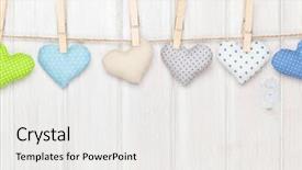  Presentation with valentines day - Amazing presentation design having valentines day toy hearts hanging backdrop and a white colored foreground