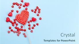 Presentation with valentines day - Slide deck featuring valentines-day-with-candy-hearts background and a cool aqua colored foreground