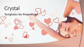  Presentation with valentines day - Beautiful presentation featuring valentines heart design against portrait backdrop and a sky blue colored foreground