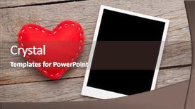  Presentation with wooden toy - PPT theme with valentines toy heart over wooden background and a  colored foreground