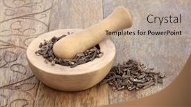  Presentation with pain relief - Slides consisting of valerian-herb-in-a-mortar background and a mint green colored foreground