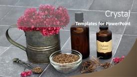  Presentation with root plant - PPT theme featuring valerian-herb-root-essence background and a gray colored foreground