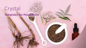  Presentation with headaches - Theme having valerian-herb-root-flowers background and a lemonade colored foreground