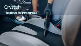  Presentation with auto detailing - Colorful presentation theme enhanced with valet - auto detailing cleaning seats backdrop and a ocean colored foreground