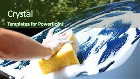  Presentation with hand washing - Presentation theme featuring valet - hand washing car window background and a tawny brown colored foreground