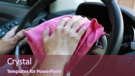  Presentation with car - Slide set having valet - hand with microfiber cloth polishing background and a tawny brown colored foreground