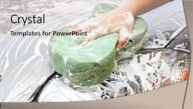  Presentation with car cleaning - Colorful presentation enhanced with valet - hand with sponge cleaning car backdrop and a lemonade colored foreground