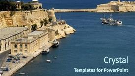  Presentation with malta - PPT theme with valetta harbor view capital of malta island background and a ocean colored foreground