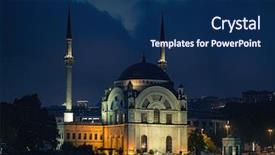  Presentation with mosque - Audience pleasing presentation theme consisting of validation - dolmabahce mosque aka bezmi alem backdrop and a navy blue colored foreground
