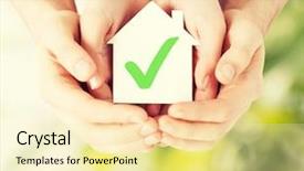  Presentation with green real estate - Colorful PPT layouts enhanced with validation testing - real estate and family home backdrop and a blonde colored foreground