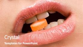  Presentation with coronavirus pill - Audience pleasing theme consisting of valium - beautiful young woman taking pill backdrop and a  colored foreground