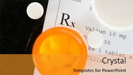  Presentation with prescription medication - PPT layouts having valium - prescription medication bottle open background and a gold colored foreground