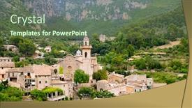  Presentation with village - PPT layouts consisting of valldemossa valley village view in majorca tramontana mountains of spain background and a tawny brown colored foreground