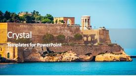  Presentation with malta - Theme featuring valletta from the grand harbour background and a tawny brown colored foreground