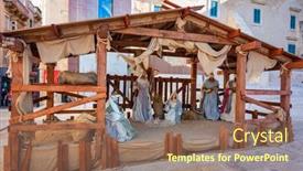  Presentation with christmas nativity - PPT layouts with valletta-malta-january-11-2019 background and a coral colored foreground