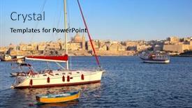 Presentation with malta - Presentation design consisting of valletta skyline in the evening malta background and a light blue colored foreground