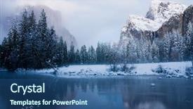  Presentation with yosemite - Amazing PPT theme having valley after sunset in winter backdrop and a ocean colored foreground