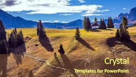  Presentation with ecotourism - Slide set with valley concept pedestrian and ecotourism background and a tawny brown colored foreground