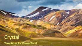  Presentation with iceland - Slides featuring valley of national park landmannalaugar in warm sunlight of july magnificent iceland in the summer background and a tawny brown colored foreground