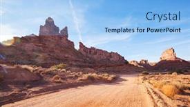  Presentation with rock - Presentation design featuring valley-of-the-gods-rock background and a light blue colored foreground