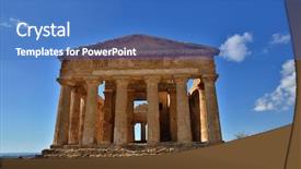  Presentation with italy art - Audience pleasing PPT theme consisting of valley of the temples is backdrop and a teal colored foreground