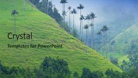  Presentation with alpine - Presentation theme featuring valley salento colombia south america background and a seafoam green colored foreground