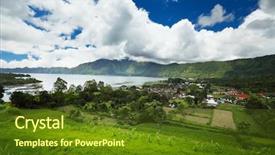  Presentation with mountains - PPT theme enhanced with valley with mountains and lake batur in caldera background and a tawny brown colored foreground