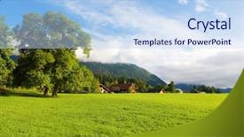  Presentation with low angle view of hockey - PPT theme featuring valleys hills - alps morning landscape wide angle background and a  colored foreground